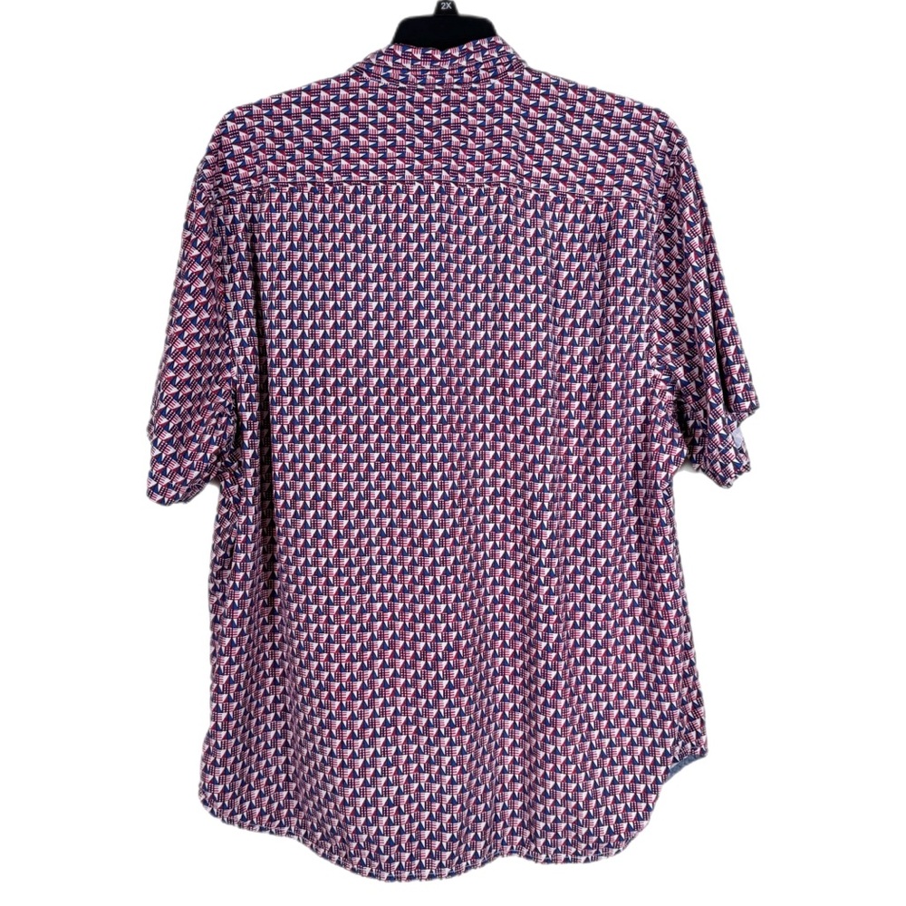 Tommy Bahama Textured Silk Flag Button Up Shirt XXL Red White Blue Casual Beach - Picture 3 of 11